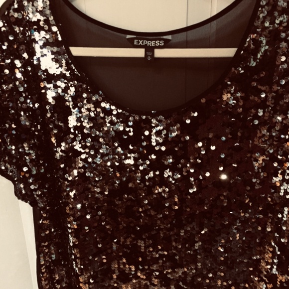 Express Black and Silver Sequin Top - Picture 4 of 15